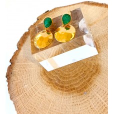 Ασημένια Σκουλαρίκια κρεμαστά επίχρυσα με ζιργκόν (SE30)